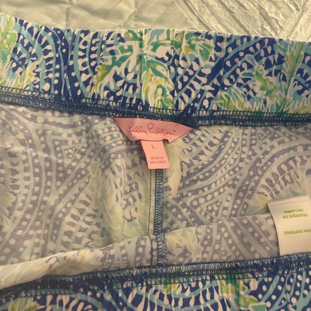 Lilly Pulitzer Bal Harbour Palazzo Pants Bennet Blue Wide Leg Tropic Size Large - Picture 8 of 8